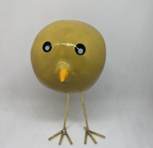 Handmade ceramic bird with copper legs L - Oiseau ceramique et cuivre “fait main”